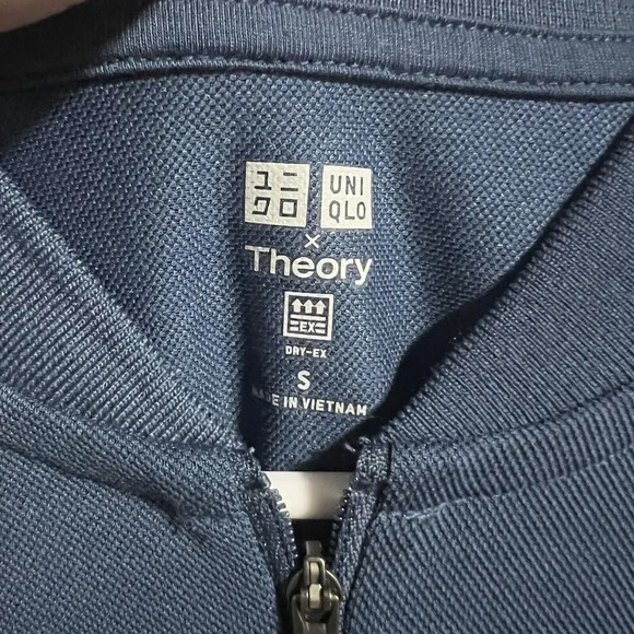 Uniqlo x Theory Mens Dry-Ex 1/4 Zip Short Sleeve T-Shirt Blue Size Small - Picture 3 of 4